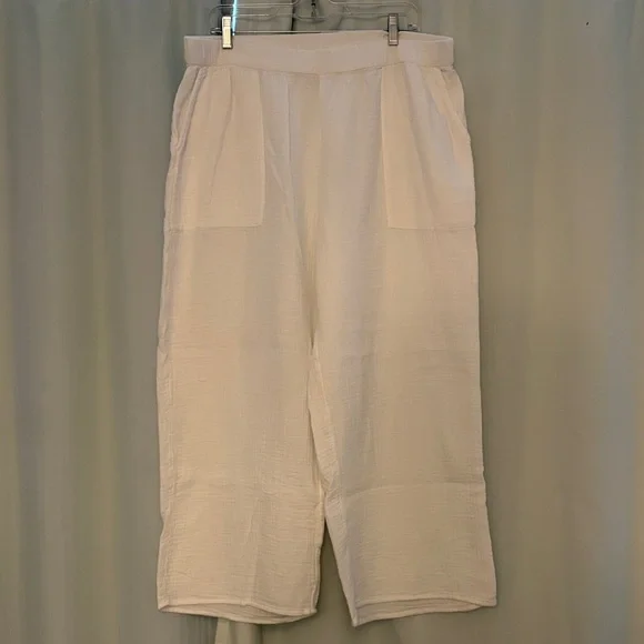 Caslon Women’s White Textured Casual Resortwear summer Pants, size XL - Picture 1 of 6